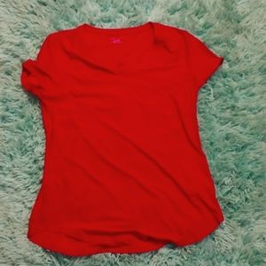Rose red v-neck shirt